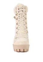Faux Leather Fur Collar Ankle Boots - Chunky Heel | Femstylo