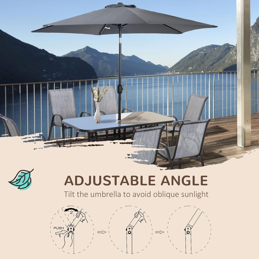 Eight Piece Patio Furniture Set with Umbrella and Chairs Lootquake LLC