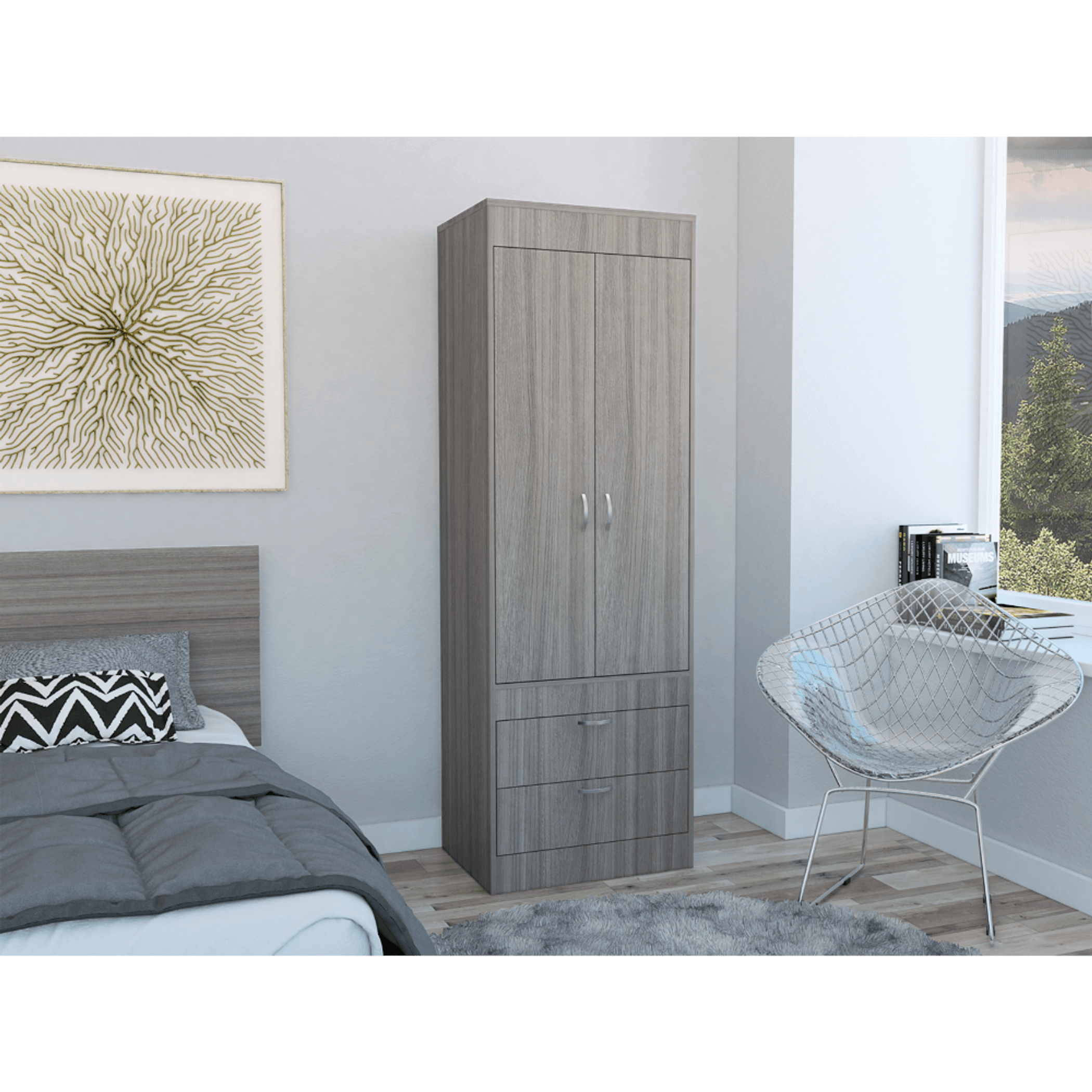 Lisboa Elegant Storage Armoire In Light Gray Lootquake LLC