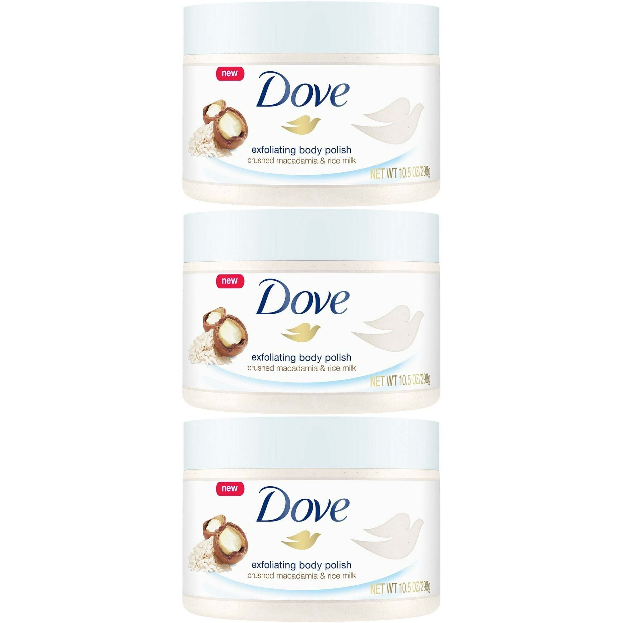 Dove Exfoliating Body Polish Crushed Macadamia & Rice Milk, 10.5 Ounce (Pack of 3) EasyOptionXY LLC