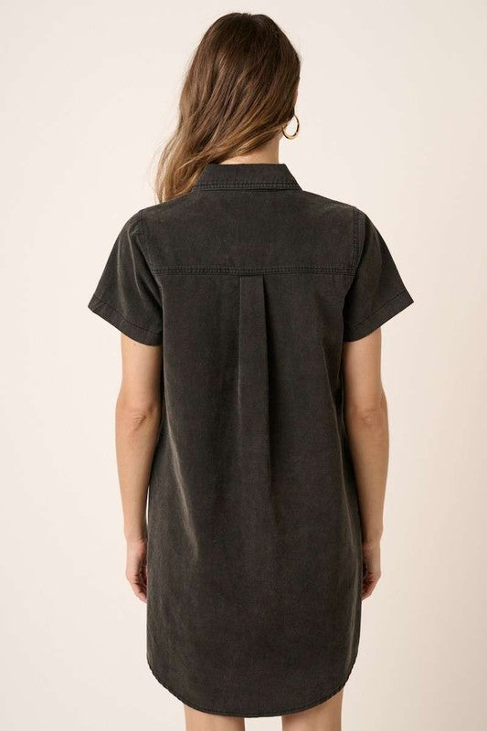 Button Detail Collared Neck Short Sleeve Shirt Dress For Women – Casual, Chic and Versatile Wardrobe Essential Stevvex