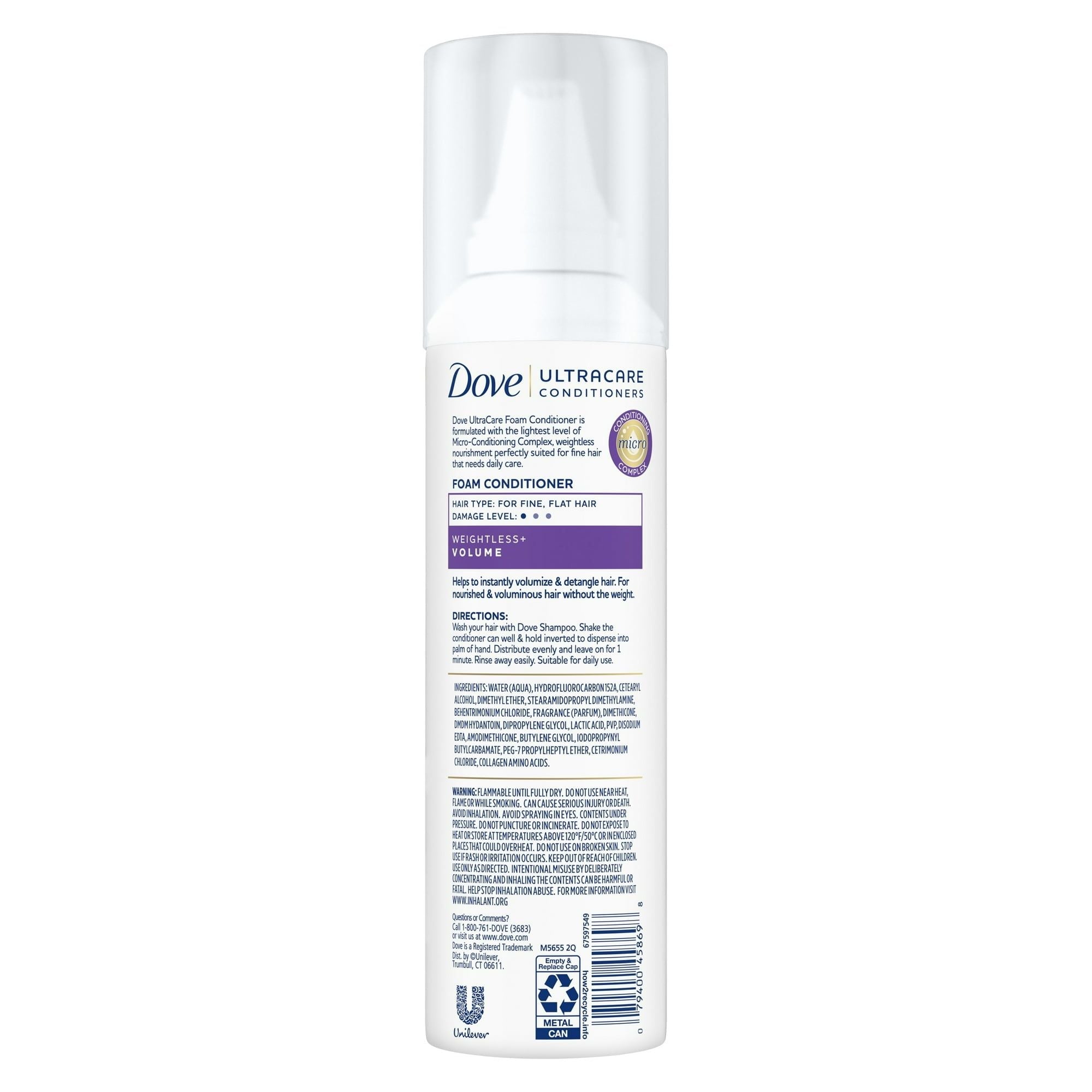 Dove Ultracare Conditioner Foam For Fine, Flat Hair Weightless Volume 7 oz