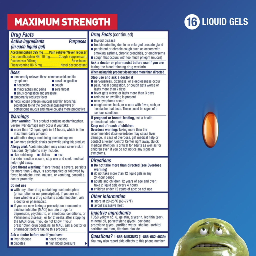 Mucinex Fast-Max Cold and Flu Medicine, Chest Congestion, Cough, Sore Throat, 16 Liquid Gels EasyOptionXY LLC