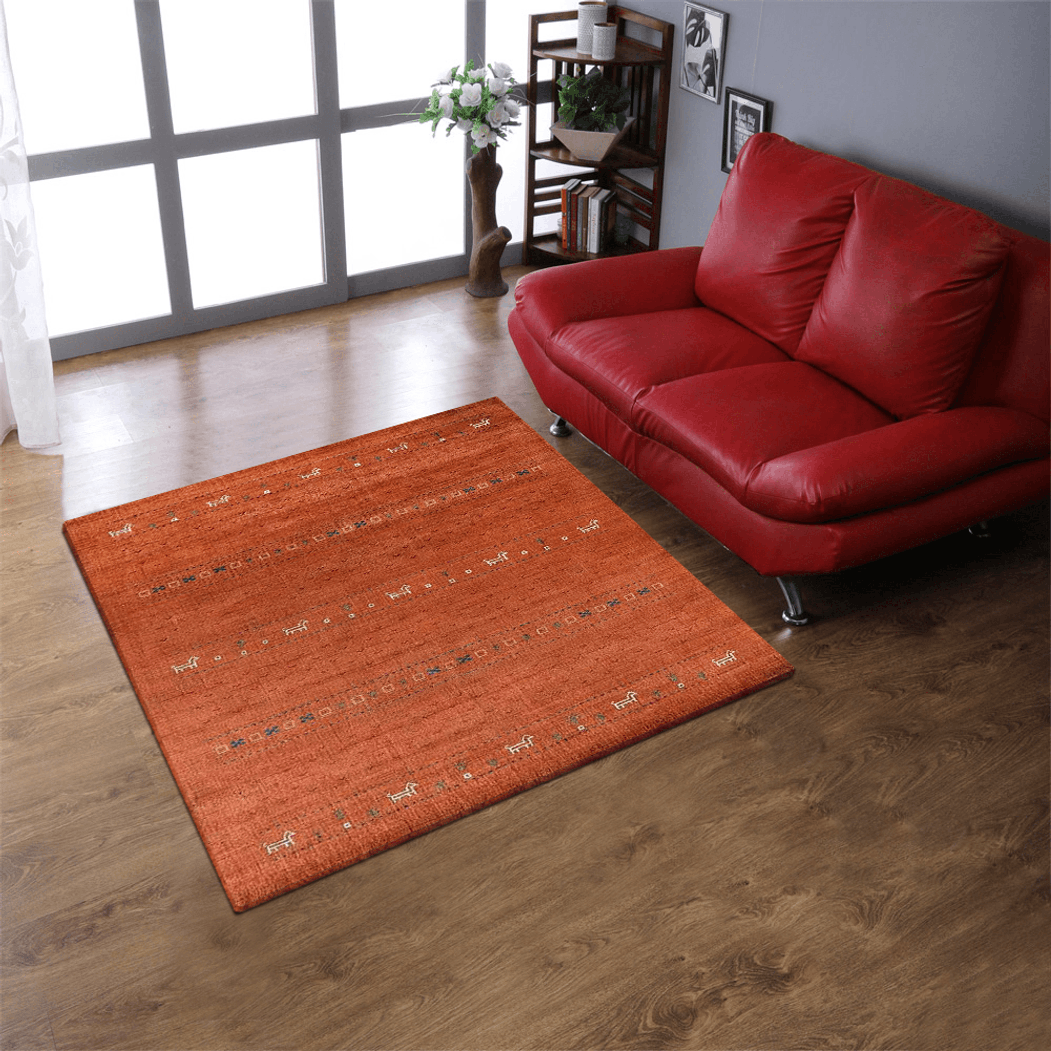 Rugsotic Carpets Hand Knotted Loom Wool Square Area Rug Contemporary Lootquake LLC