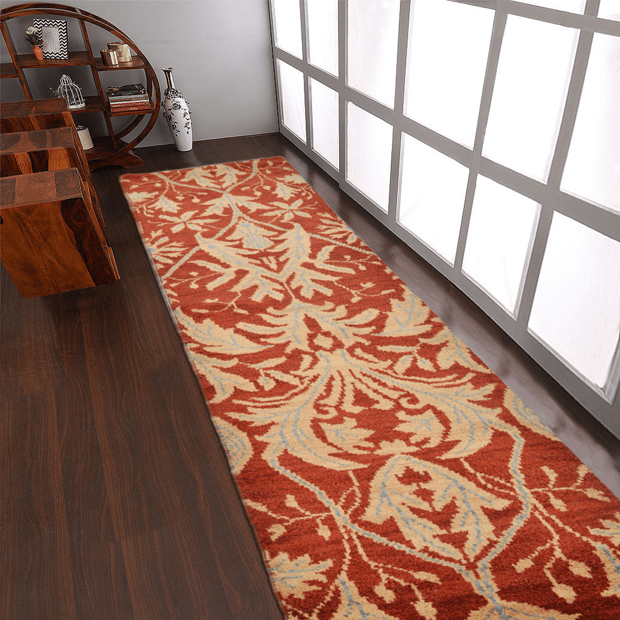 Rugsotic Carpets Hand Knotted Wool 2'6''x10' Runner Area Rug Floral