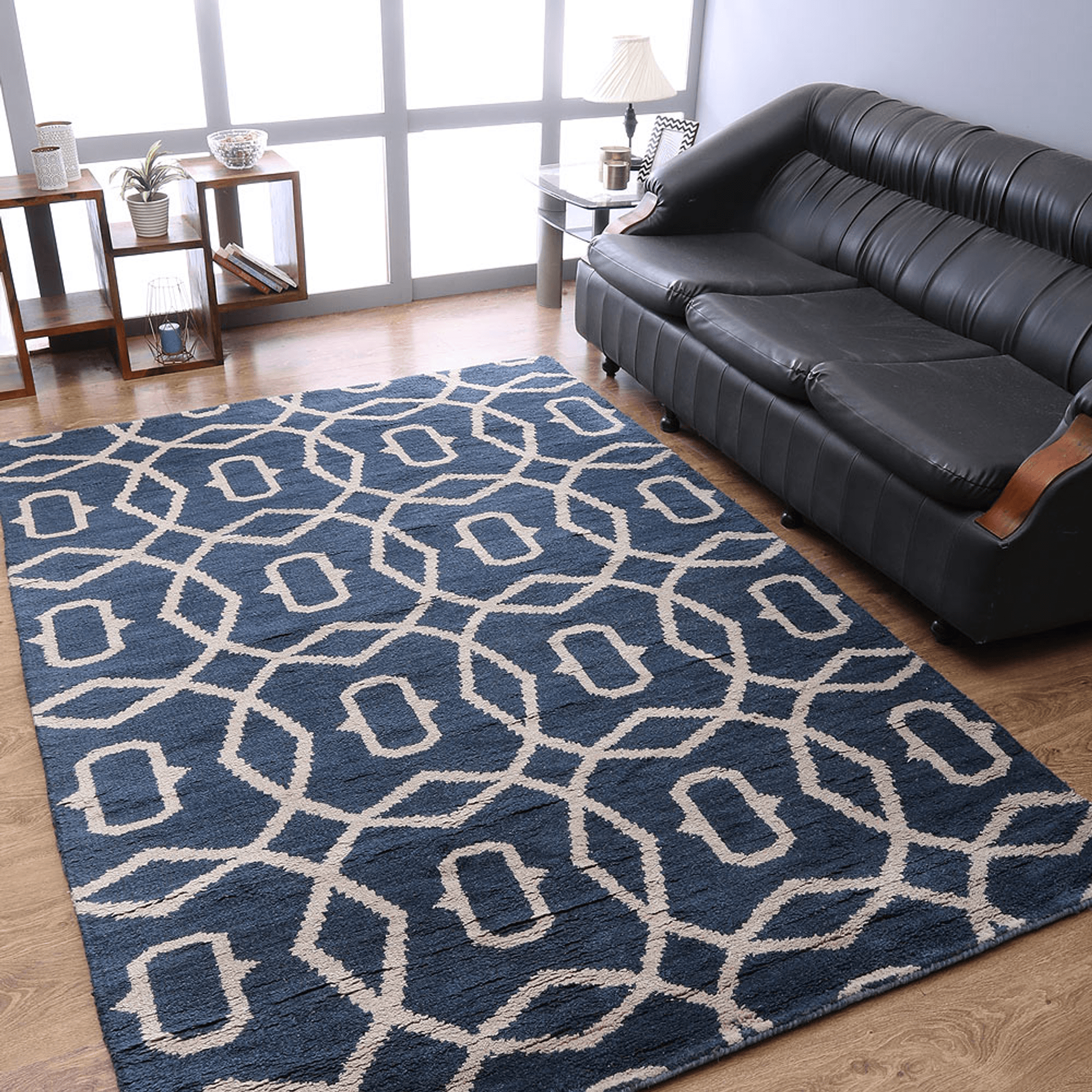 Rugsotic Hand Knotted Geometric Wool Area Rug In Gold Charcoal Lootquake LLC