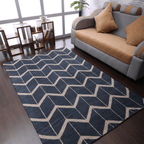 Rugsotic Hand Knotted Geometric Wool Area Rug In Gold Charcoal Lootquake LLC