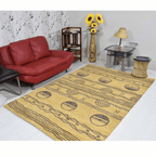 Rugsotic Hand Knotted Geometric Wool Area Rug In Gold Charcoal Lootquake LLC