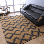 Rugsotic Hand Knotted Geometric Wool Area Rug In Gold Charcoal Lootquake LLC
