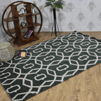 Rugsotic Hand Knotted Geometric Wool Area Rug In Gold Charcoal Lootquake LLC
