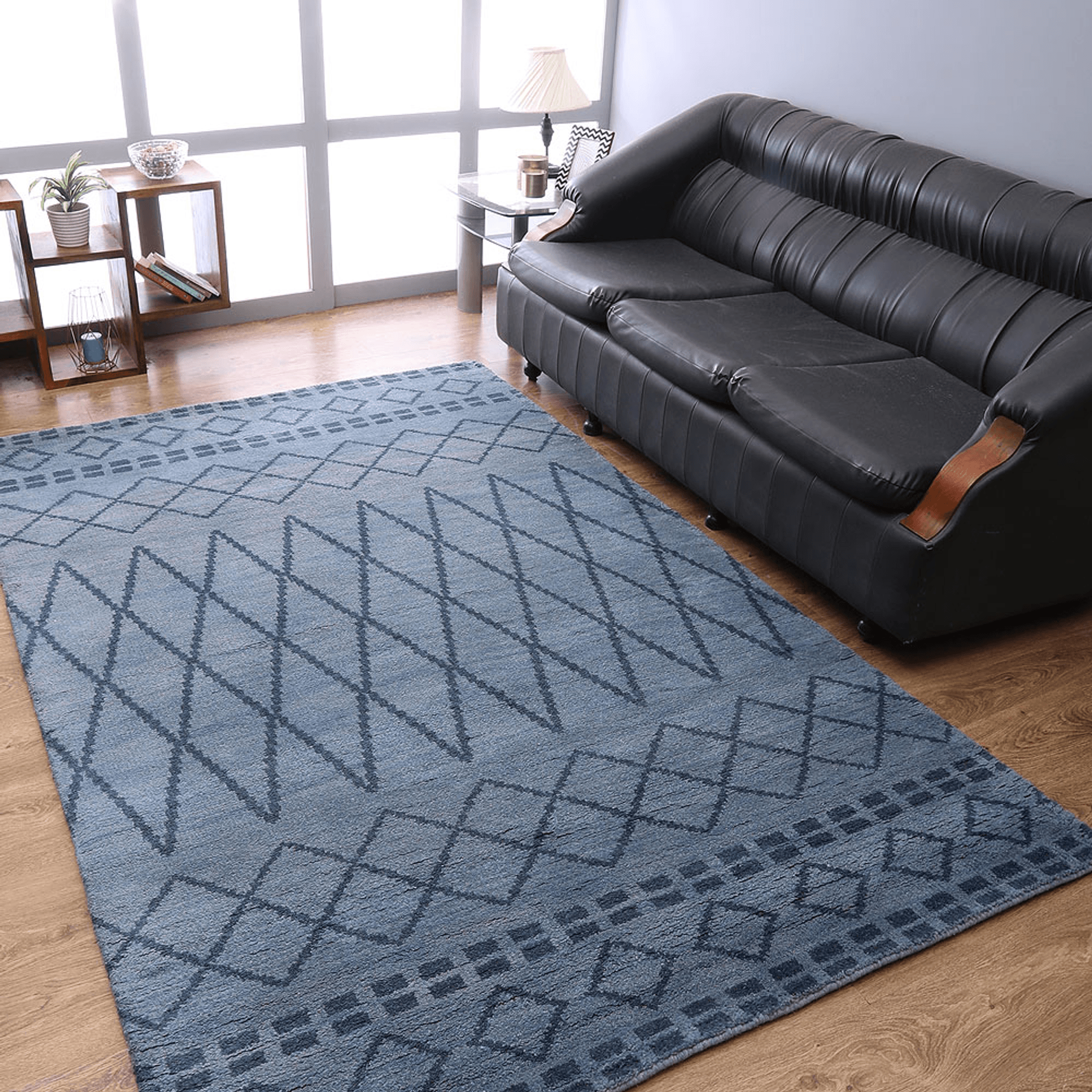 Rugsotic Hand Knotted Geometric Wool Area Rug In Gold Charcoal Lootquake LLC