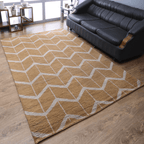 Rugsotic Hand Knotted Geometric Wool Area Rug In Gold Charcoal Lootquake LLC