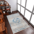 Rugsotic Carpets Machine Woven Crossweave Polyester Blue Area Rug Oriental Lootquake LLC
