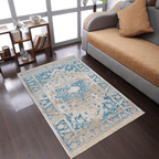 Rugsotic Carpets Machine Woven Crossweave Polyester Blue Area Rug Oriental Lootquake LLC