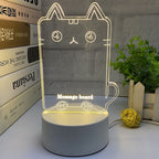 3d Small Night Lamp Desktop Luminous Note Board Pi-Mart