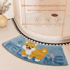 Absorbent Floor Mat Fan-shaped Carpet Shower Room Door Mat Bathroom Non-slip Pi-Mart