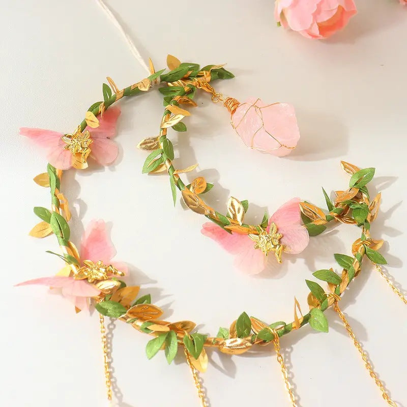 Sun Catcher Winding Leaf Flower Butterfly Leaves Moon Natural Crystal Pendant Pi-Mart