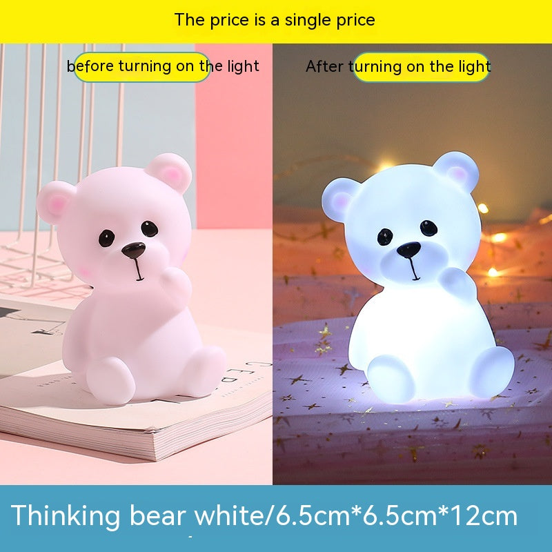 Cute Children's Luminous Thinking Bear Small Night Lamp Pi-Mart