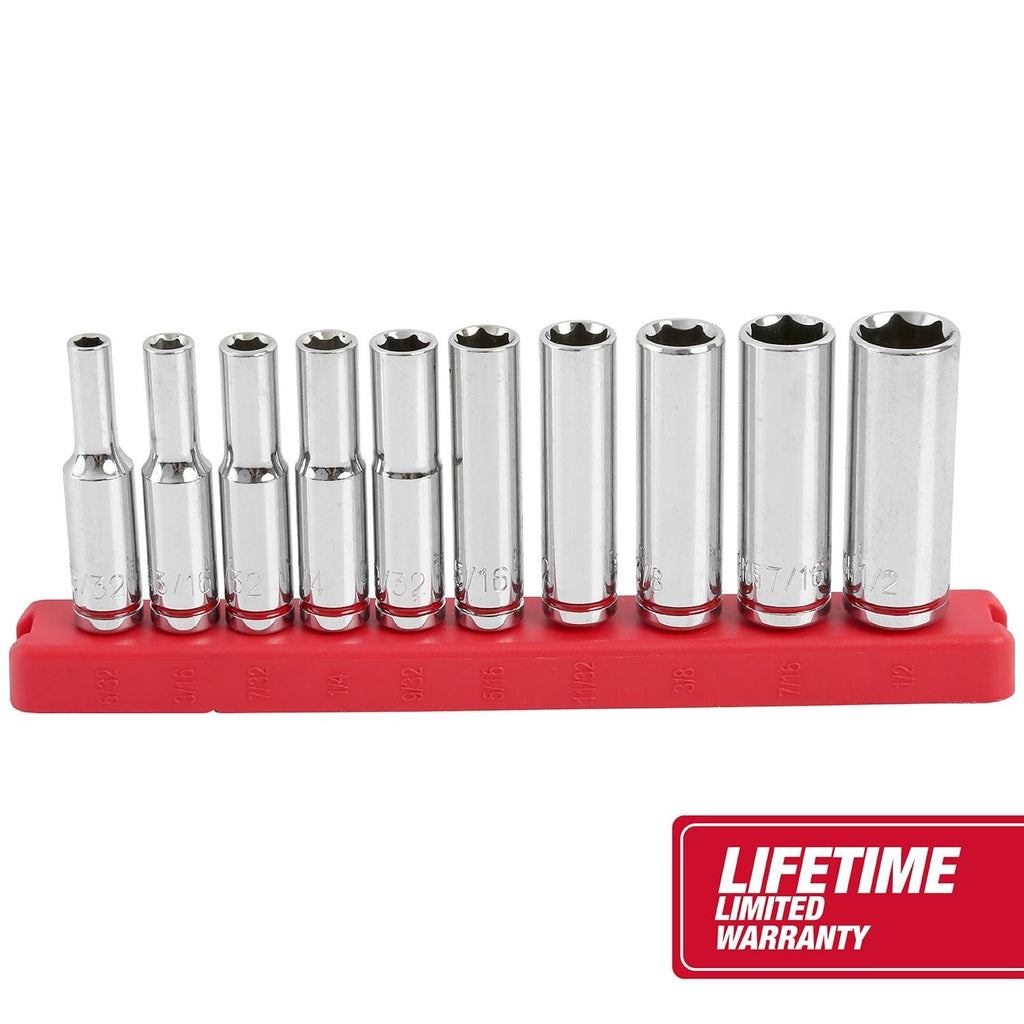 Hyper Tough 1/4-In Drive Deep Standard SAE Sockets, 11-Piece