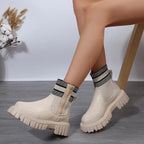 Women's Fashionable Knitted Women's Middle Boots Pi-Mart