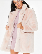 Women's Plus Size Faux Fur Coat - Long Sleeve Thick Winter Jacket in Black/Yellow/Rose Red (European & American Style)