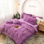 Mink Fur Four-piece Plush Rhinestone Velvet Duvet Cover Pi-Mart