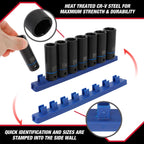 Hyper Tough 9-Piece, 1/2-inch mm, Deep Drive Impact Socket Set for Automotive and DIY projects, 41046