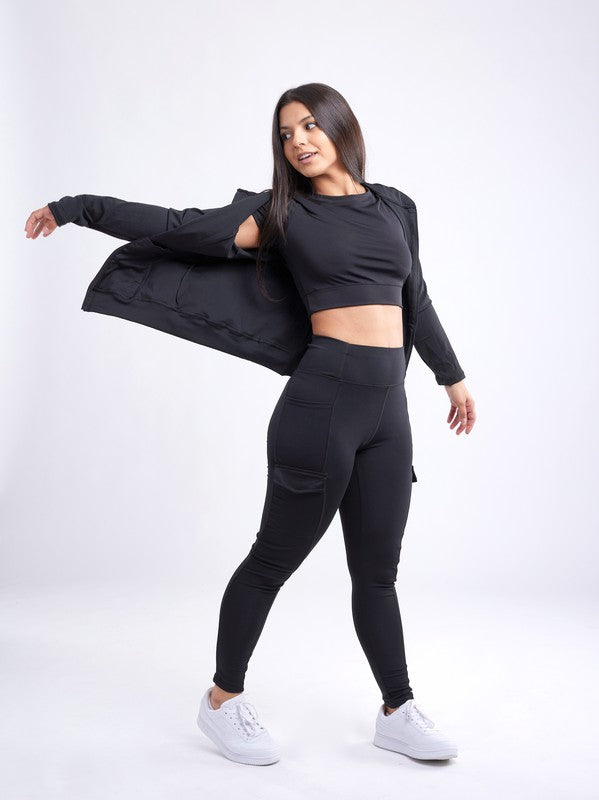 Women's Athletic Zip-Up Fitted Hoodie Jacket with Pockets