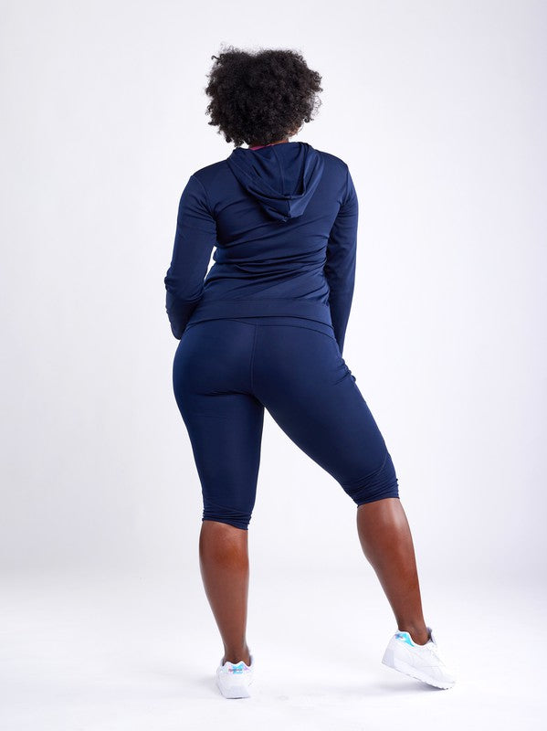 Women's Athletic Zip-Up Fitted Hoodie Jacket with Pockets