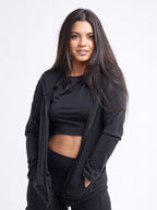Women's Athletic Zip-Up Fitted Hoodie Jacket with Pockets