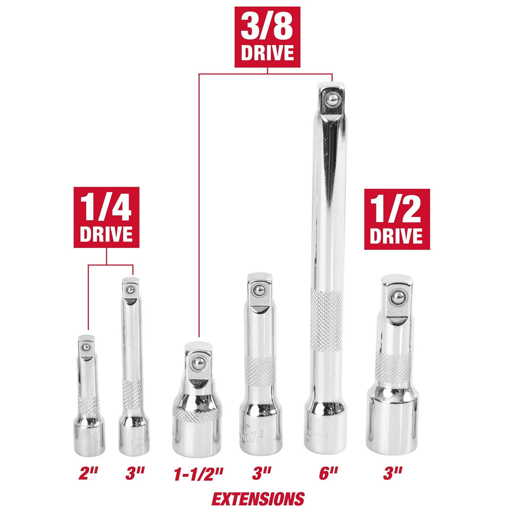 Hyper Tough Complete Socket Accessory Set for 1/4-inch, 3/8-inch, 1/2-inch Drives, 11-Piece