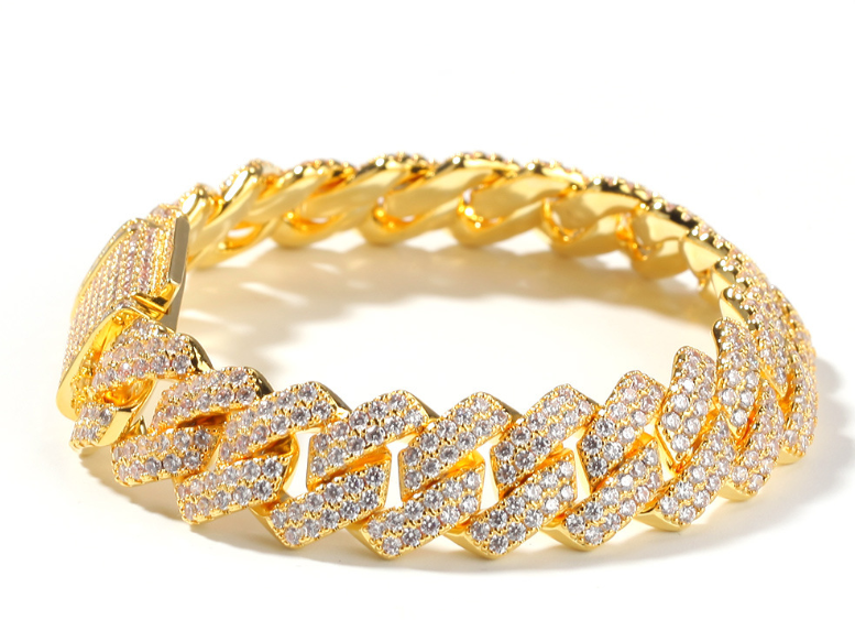 Gold Plated Iced Out Chain for Men and Women Cuban Chain Necklace Pi-Mart