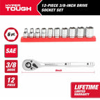 Hyper Tough 12-Piece 3/8-inch Drive Socket Set SAE, Model 42882