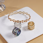 2 In 1 Folding Retractable Rings Bracelet Magic Rhinestone Rings Deformable Bracelet Women Ins Style Adjustable Fashion Jewelry Pi-Mart