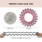 Kitsch Spiral Hair Ties for Women - Phone Cord & Coiled Hair Ties, 4pcs (Metallic Pink Crush)