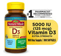Nature Made Extra Strength Vitamin D3 5000 IU (125 mcg) Softgels, Dietary Supplement for Bone and Immune Health Support, 100 Count EasyOptionXY LLC