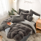 Mink Fur Four-piece Plush Rhinestone Velvet Duvet Cover Pi-Mart
