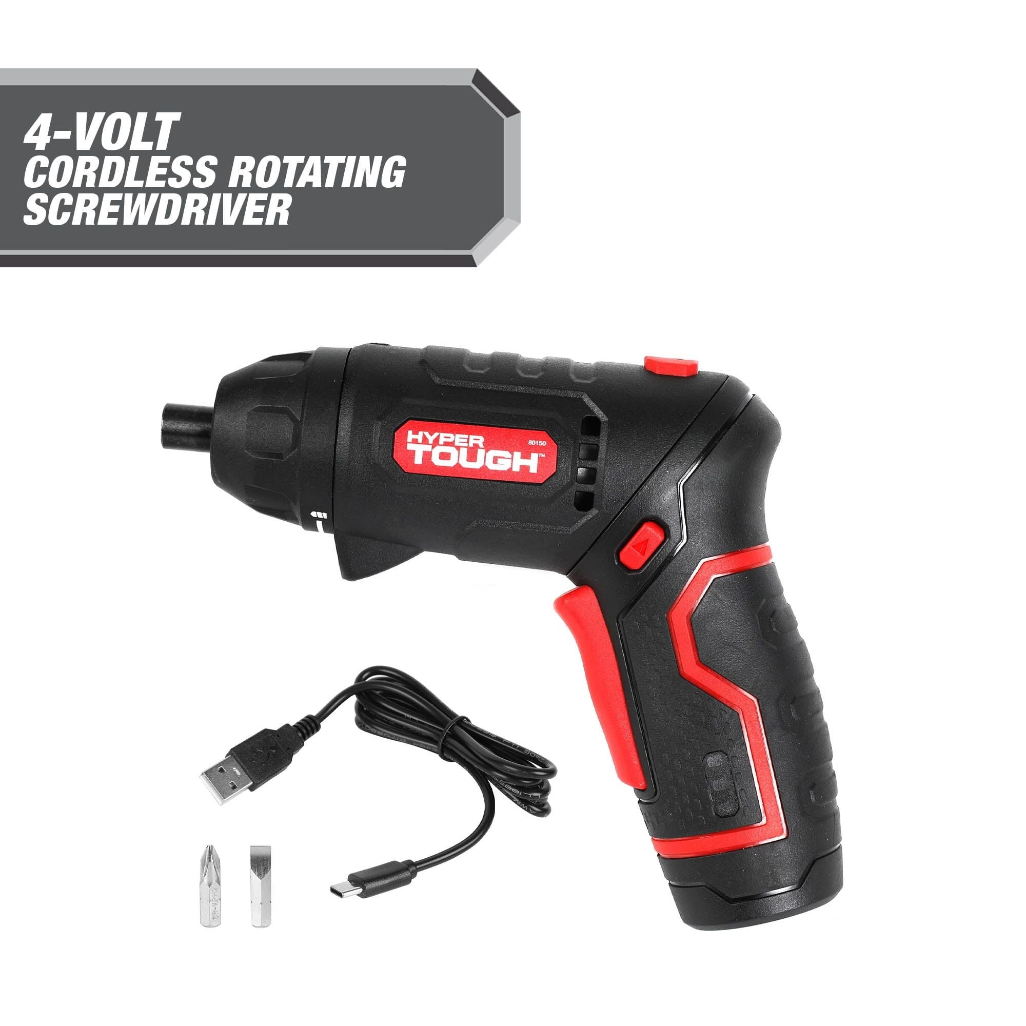 Hyper Tough 4-Volt Max Lithium-Ion Cordless Rotating Screwdriver with Charger, 80150