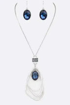 Crystal Drop & Hoops Necklace Set