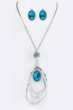 Crystal Drop & Hoops Necklace Set