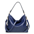 Causal hobo bag for women vegan leather with crossbody long strap in tan, blue, grey, black SHOMICOBOUTIQUE