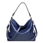 Causal hobo bag for women vegan leather with crossbody long strap in tan, blue, grey, black SHOMICOBOUTIQUE
