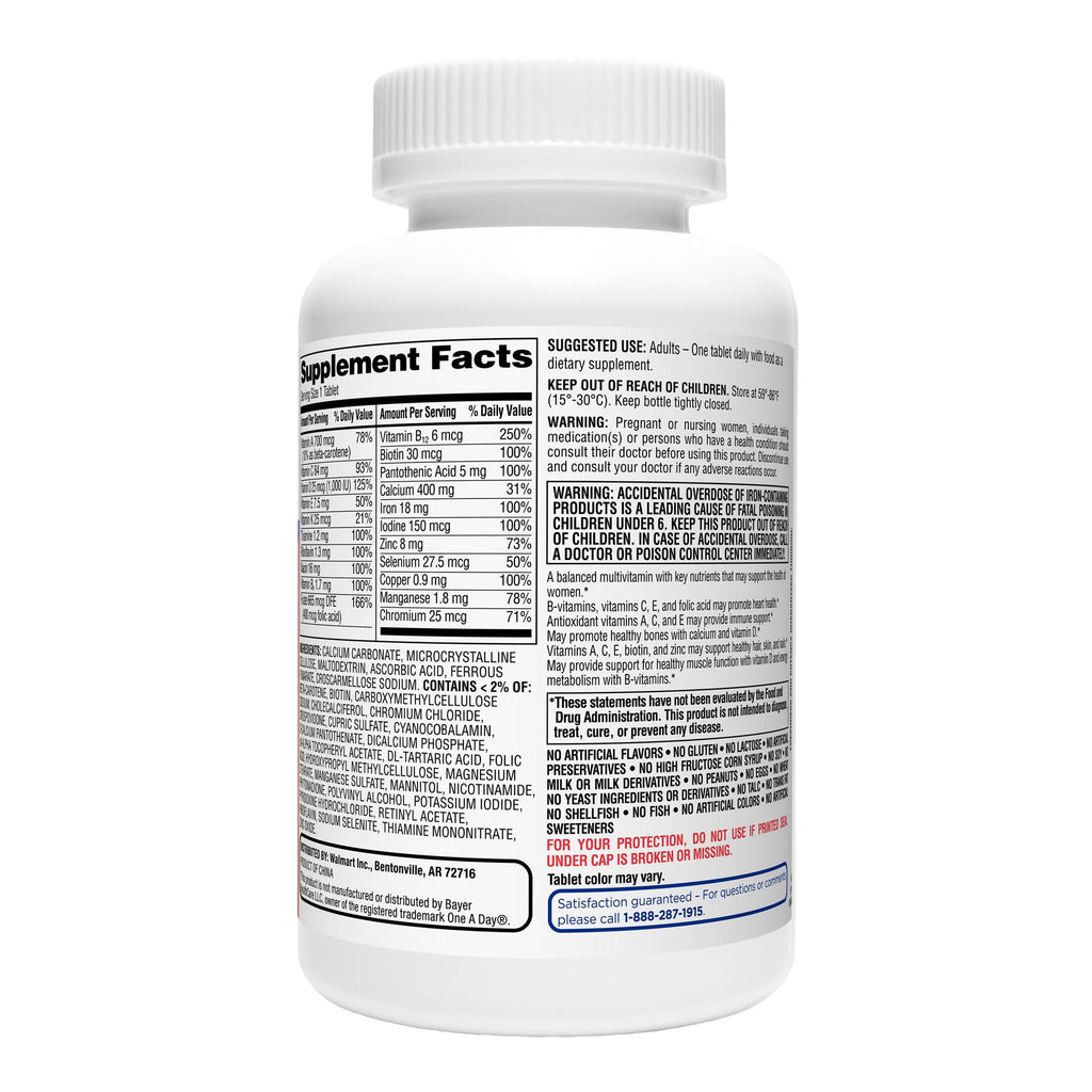 Equate One Daily Women's Tablets Multivitamin/Multimineral Supplement; 200 Count