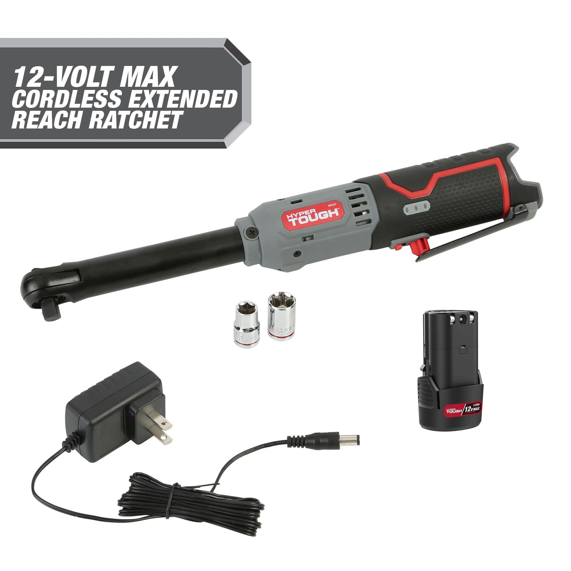 Hyper Tough 12V Max* Lithium-Ion 3/8-inch Cordless Extended Reach Ratchet with 1.5Ah Battery and Charger, 99323 EasyOptionXY LLC