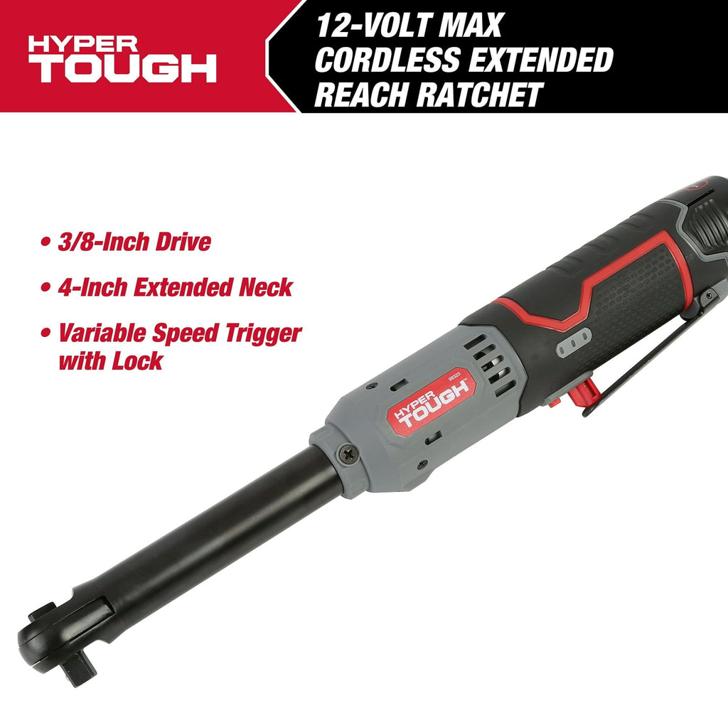 Hyper Tough 12V Max* Lithium-Ion 3/8-inch Cordless Extended Reach Ratchet with 1.5Ah Battery and Charger, 99323 EasyOptionXY LLC