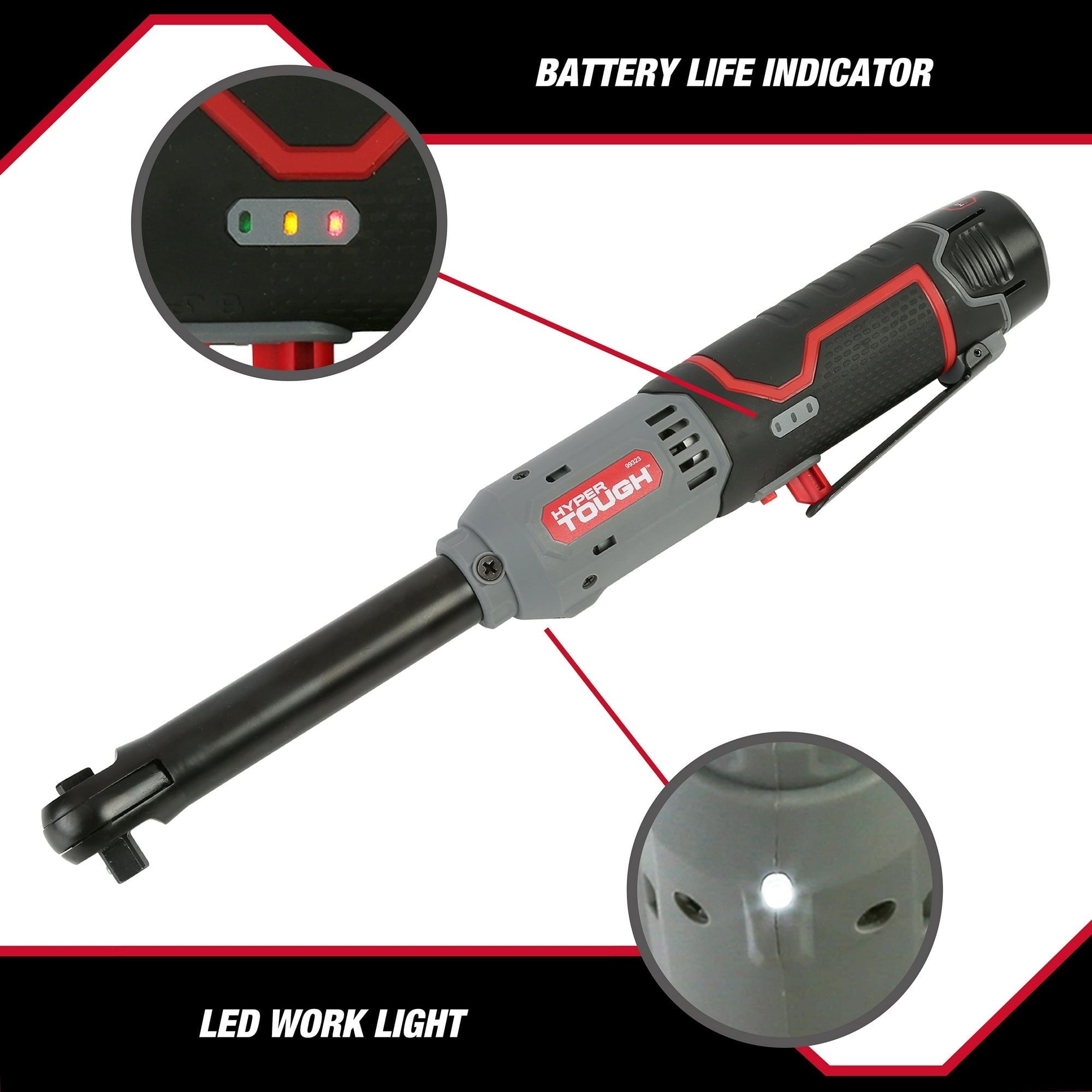 Hyper Tough 12V Max* Lithium-Ion 3/8-inch Cordless Extended Reach Ratchet with 1.5Ah Battery and Charger, 99323 EasyOptionXY LLC