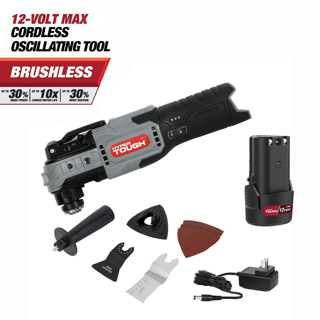 Hyper Tough 12V Max Lithium-Ion Brushless Oscillating Multi-Tool with 1.5Ah Battery and Charger, 80015 EasyOptionXY LLC