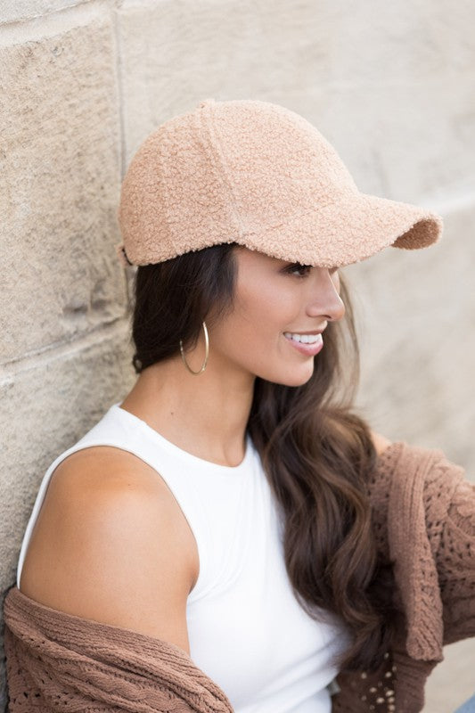 Boucle Sherpa Teddy Bear Knit Ball Cap THRIXINE