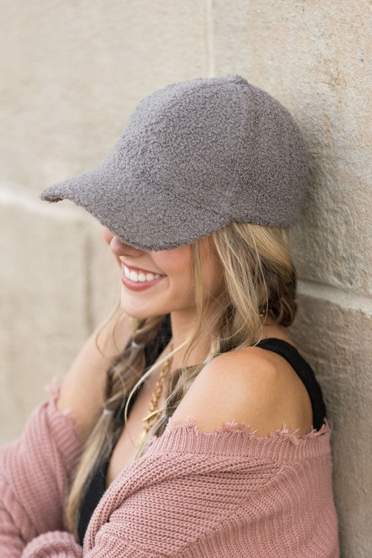 Boucle Sherpa Teddy Bear Knit Ball Cap THRIXINE