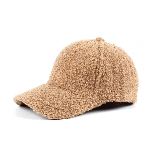 Boucle Sherpa Teddy Bear Knit Ball Cap THRIXINE